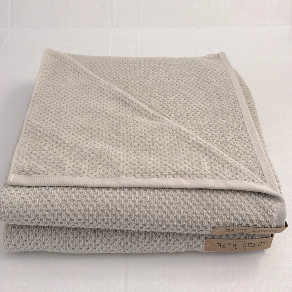 2pc ECOEXISTENCE Bamboo Zero Twist Loops Bath Sheet Towel - FGChiffon